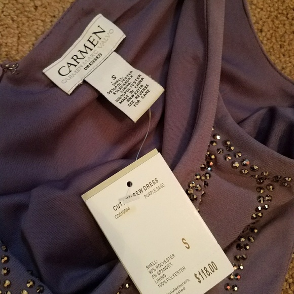 NWT Carmen Marc Valvo Lavendar Embellished Dress - Picture 4 of 4